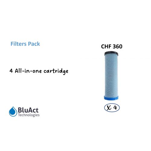 BluAct Smart Multipure 2.0 Replacement Filter Pack — 4x All-In-One PNF Cartridges (1-Year Supply)