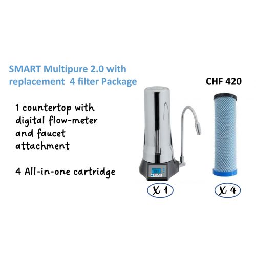 BluAct Smart Multipure 2.0 Complete 1-Year Bundle — Faucet Filter + 4x PNF Cartridges
